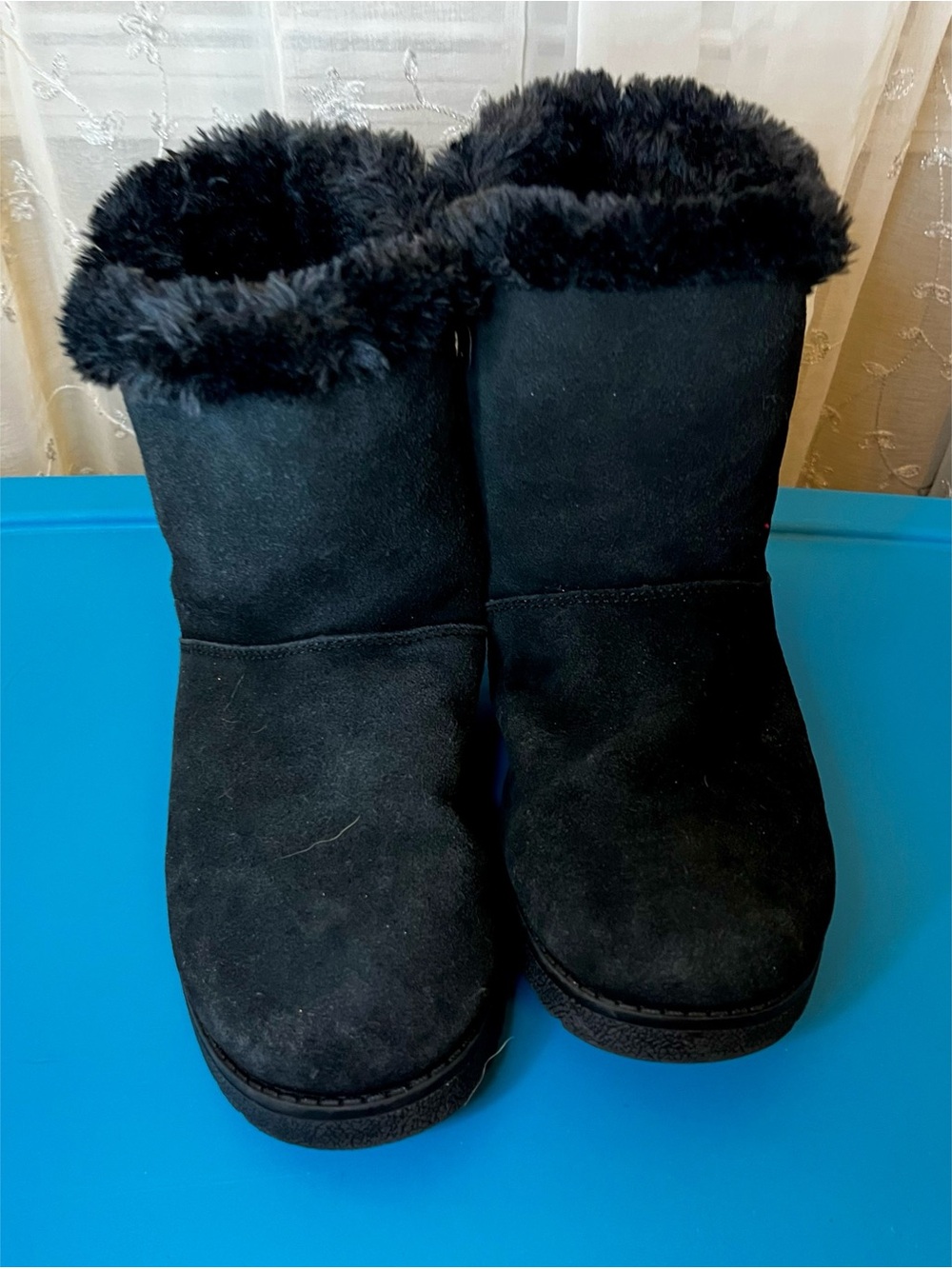 Target Women's Size 10 Black Genuine Suede Leather Faux Fur Winter Boots